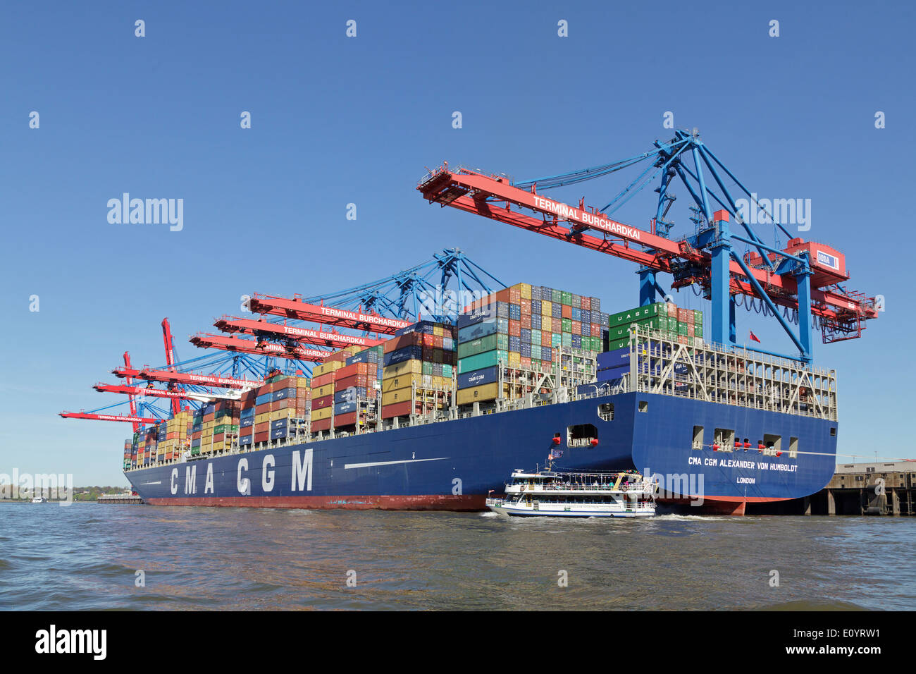 Containerschiff nahm von Humboldt´ am Container Terminal Burchardkai, Hafen, Hamburg, Deutschland Stockfoto