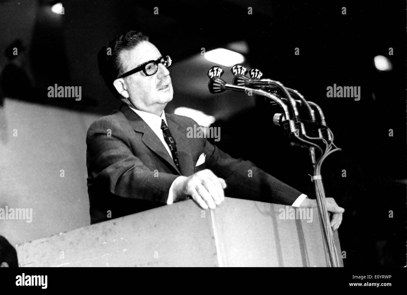 Prasident Von Chile Salvador Allende Rede Stockfotografie Alamy