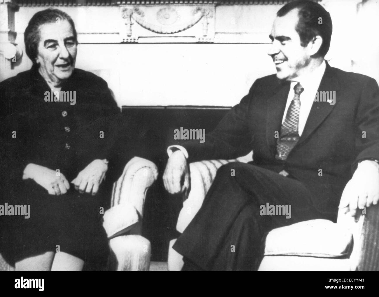 Prime Minister Golda Meir mit Präsident Richard Nixon Stockfoto
