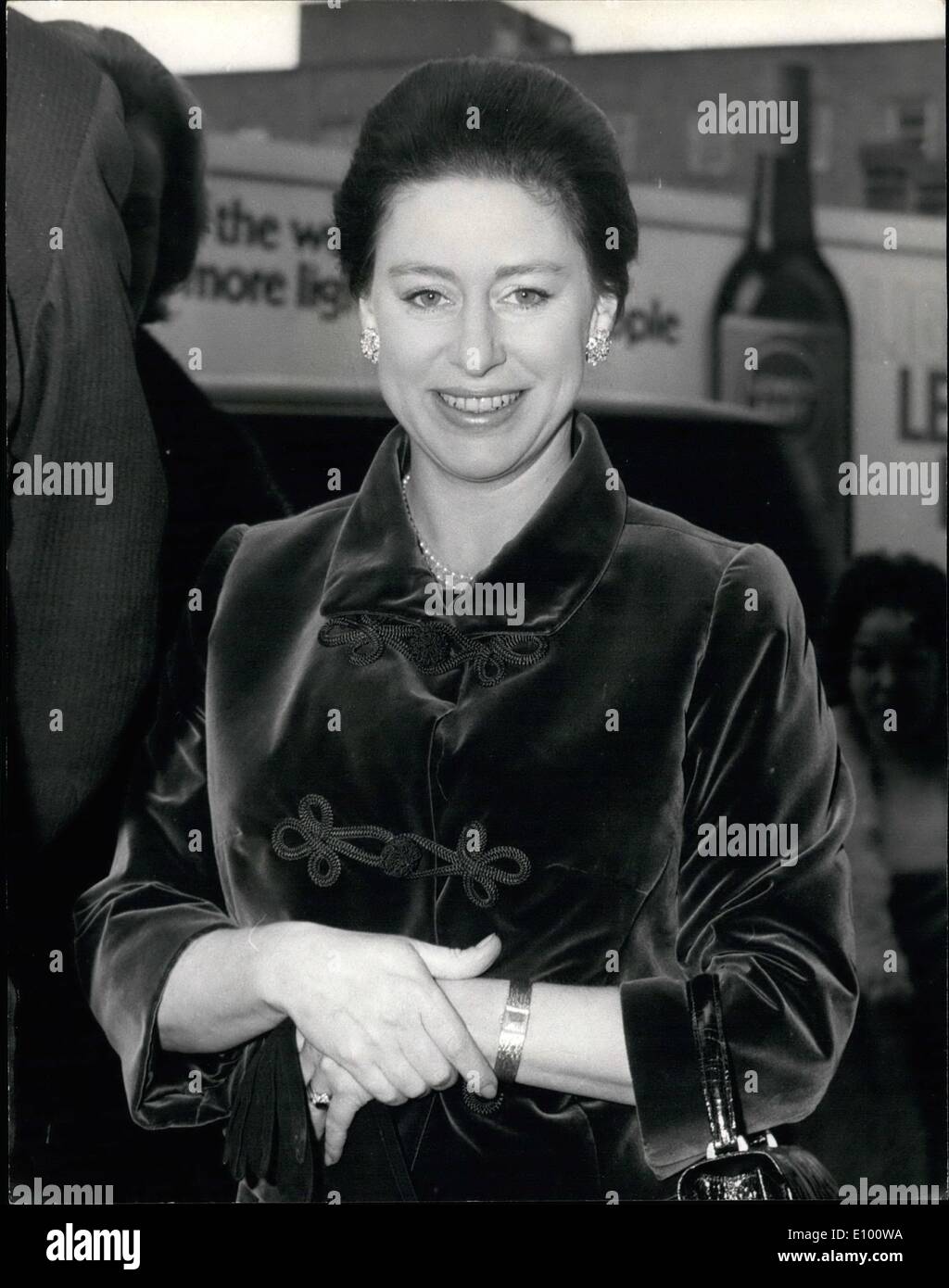 2. Februar 1972 - Prinzessin Margaret besucht Royal National Institute für Blinde: Foto zeigt Prinzessin Margaret abgebildet bei ihrer Ankunft am Sitz des Royal National Institute für Blinde, Great Portland Street, heute. Stockfoto