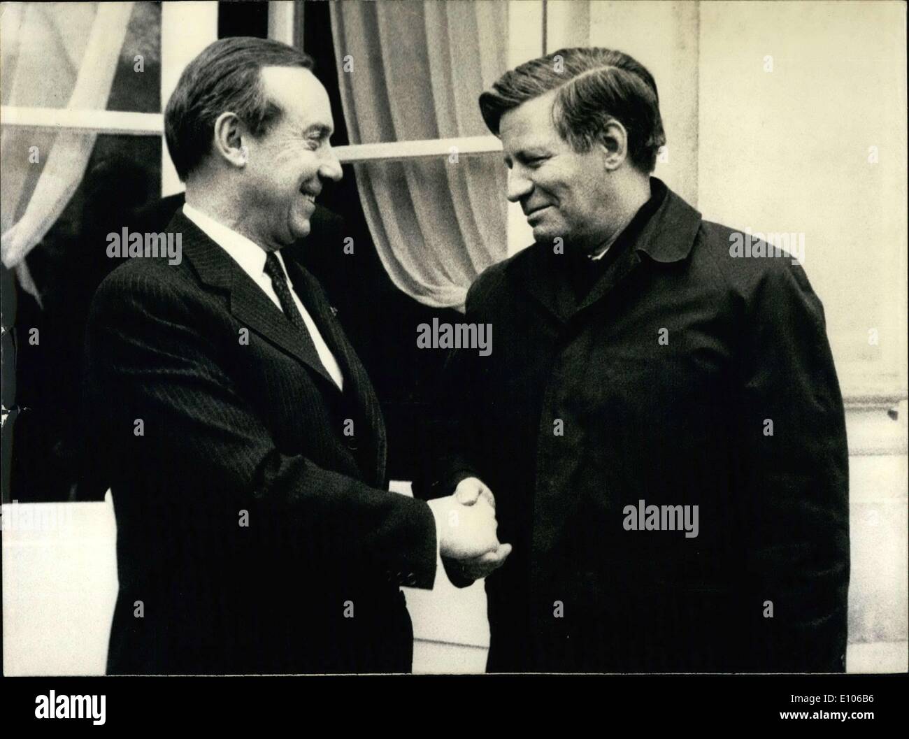 20. Januar 1970 - Verteidigungsminister der Bundesrepublik Deutschland kommt in Paris: Herr Helmut Schmidt, den westdeutschen Verteidigungsminister ist jetzt Stockfoto