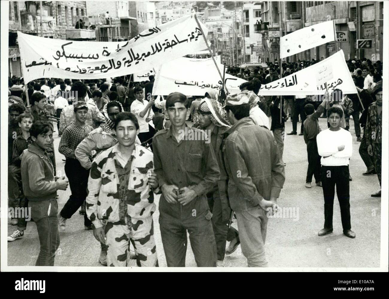 4. April 1970 - Generalstreik In Amman. Ein Generalstreik wurde in Amman, Jordanien, beobachtet und Demonstrationen fanden am Freitag Stockfoto