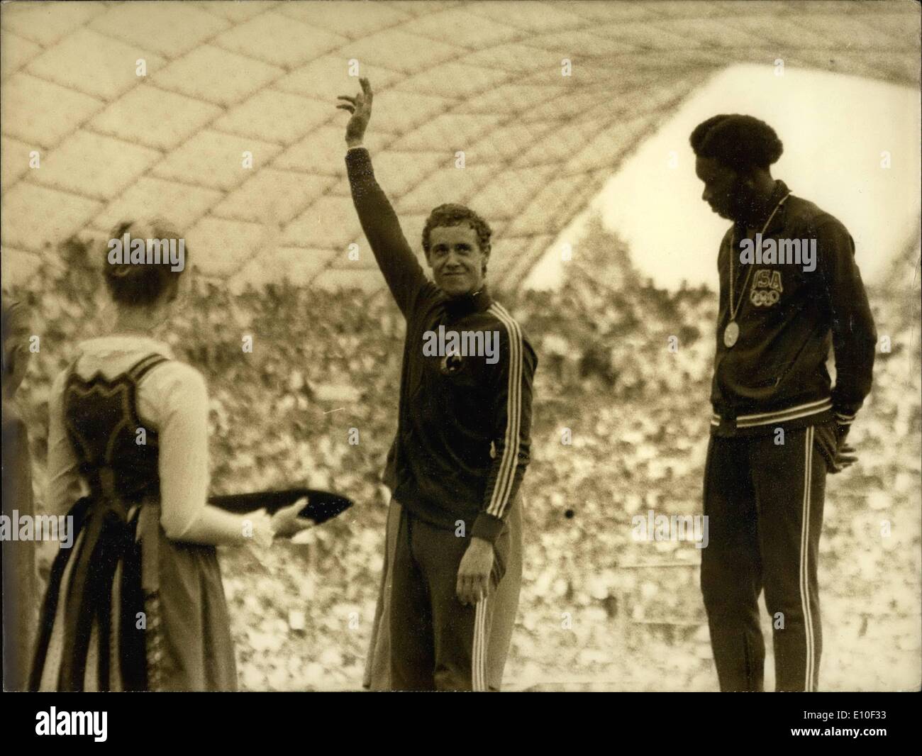 Sept. 09, 1972 - Guy Drut gewann die Silbermedaille im 110-Meter-Hürdenlauf. Milburn gewann die Goldmedaille. Brigitte Bardot in '' Rest des Kriegers " Stockfoto
