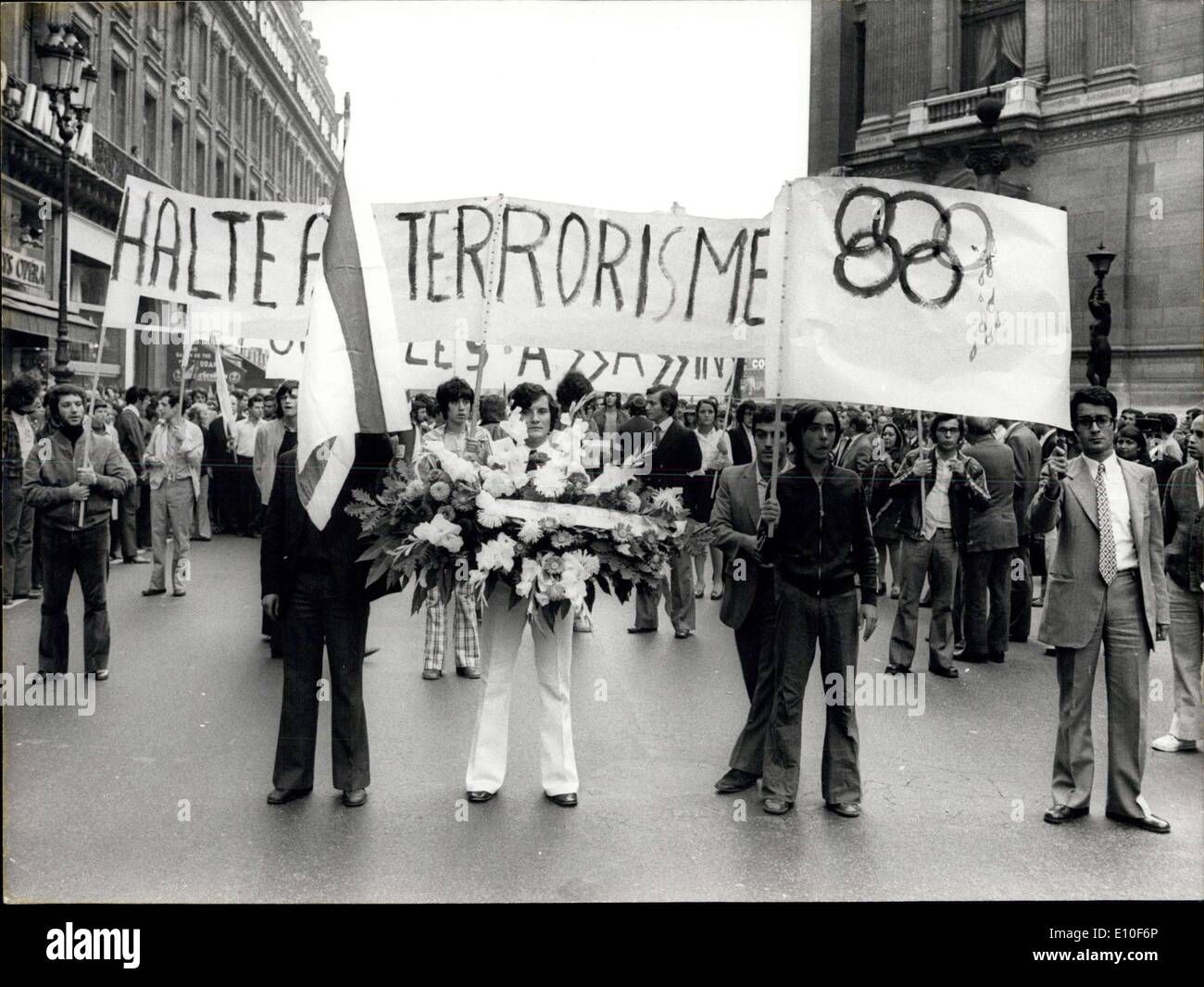 Sept. 07, 1972 - jüdische Demonstration in Paris nach dem Massaker von München Stockfoto