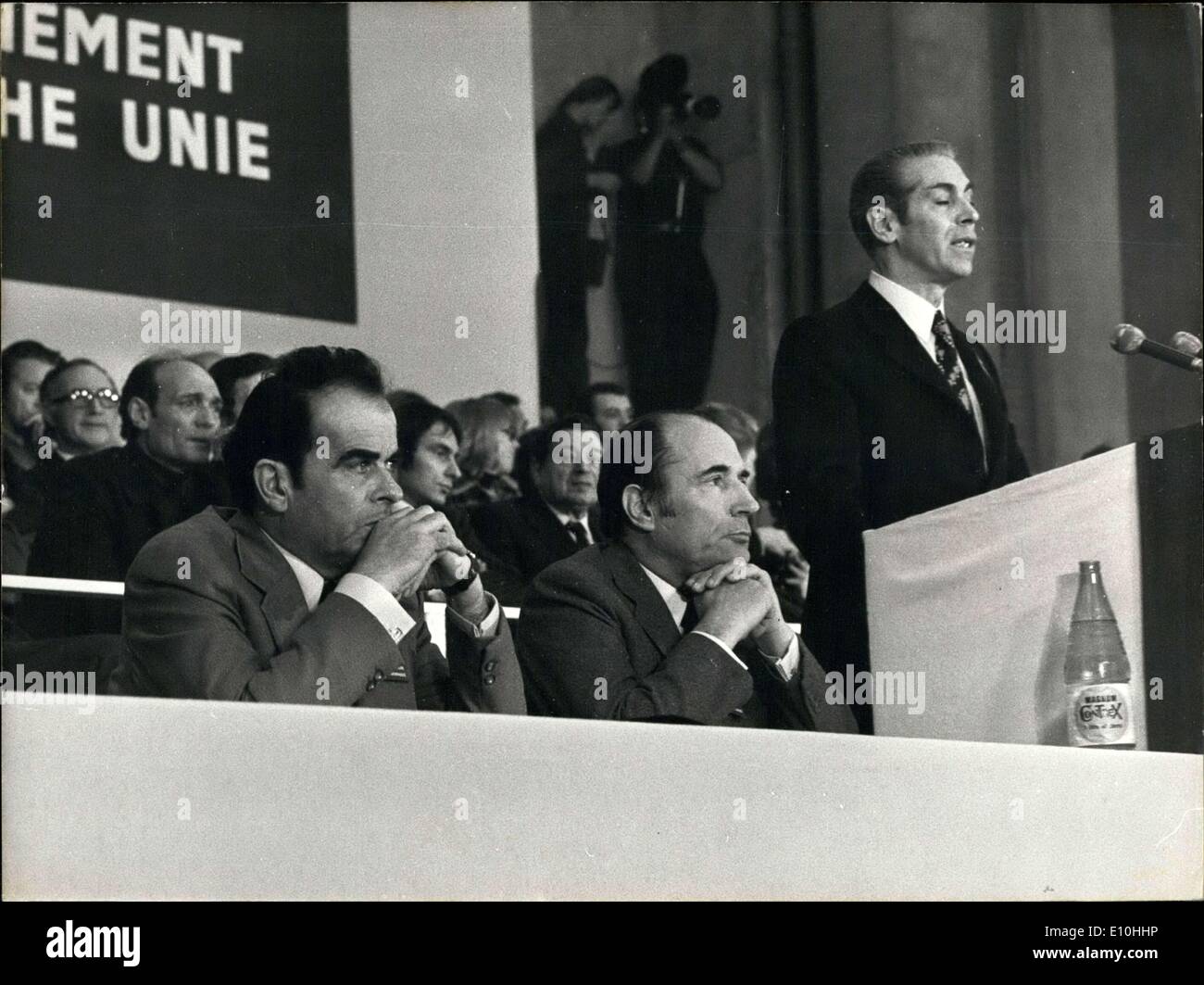 2. Dezember 1972 - sprach Fabre für die radikalen auf einer Koalition Convention des französischen links. Marchais sprach für die Kommunisten und die Sozialisten Mitterrand. Das Treffen fand an der Porte de Versailles Exposition Center statt. Stockfoto
