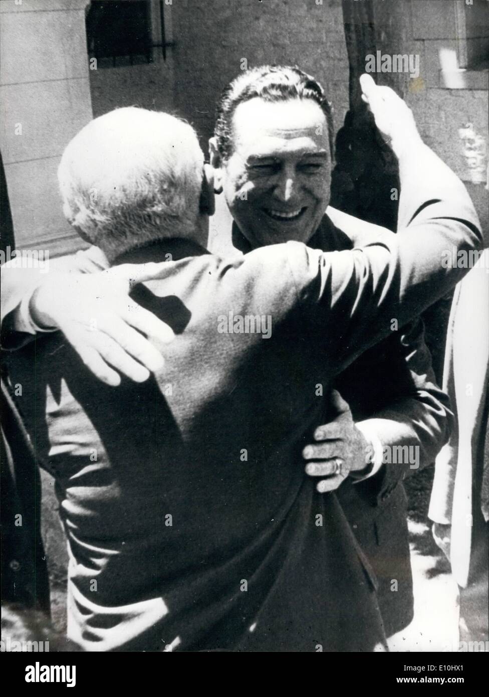 12. Dezember 1972 - verdrängt argentinische Präsident treffen. Juan Peron, der ehemalige argentinische Präsident, nach Argentinien zurückgekehrt Stockfoto