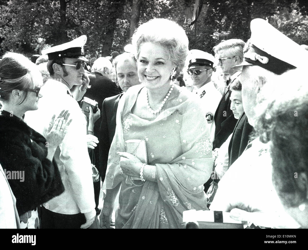 27. Juli 1973; Bayreuth, Deutschland; BEGUM AGA KHAN, Witwe des Aga Khan nach Bayreuth nach zwei Jahren Abwesenheit zurück. Stockfoto