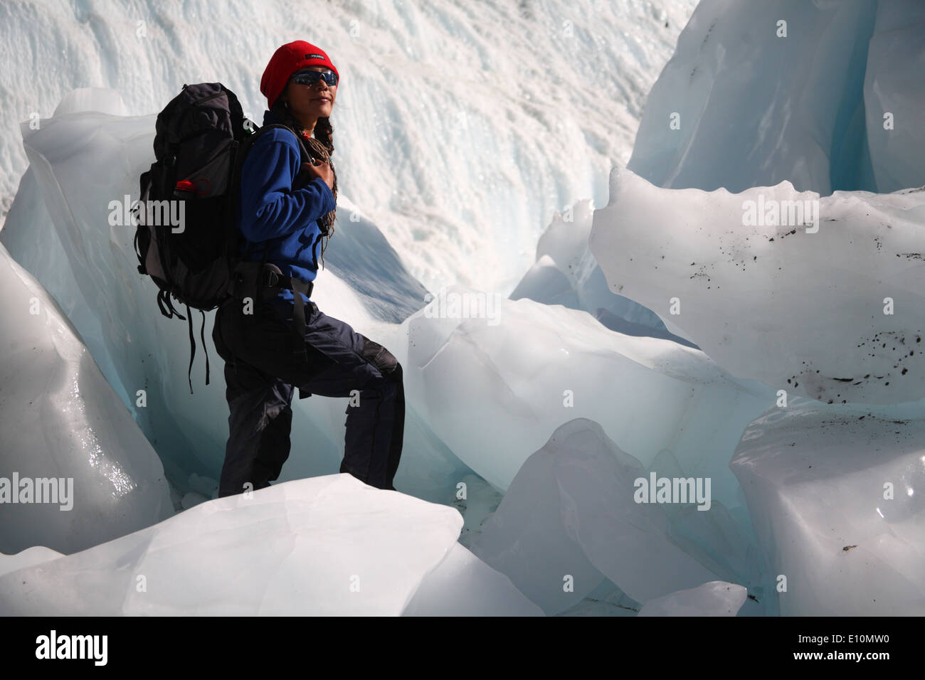 Trekking im Khumbu-Eisfall in der Nähe von Everest Base Camp Stockfoto