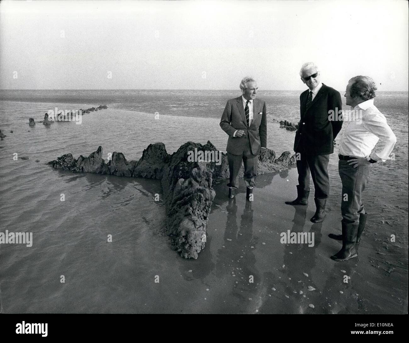 8. August 1973 - Wrack der frühen niederländischen Schiff in Hastings: Die Bögen und Dollborden holländische Ostindienfahrer Amsterdam, am Stockfoto