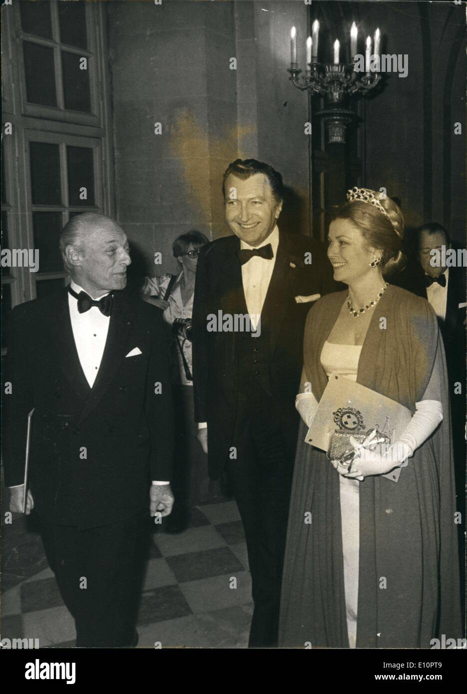 29. November 1973 - Fürstin Gracia Patricia von Monaco, Herr Van Der Kemp & Baron Rothschild Stockfoto