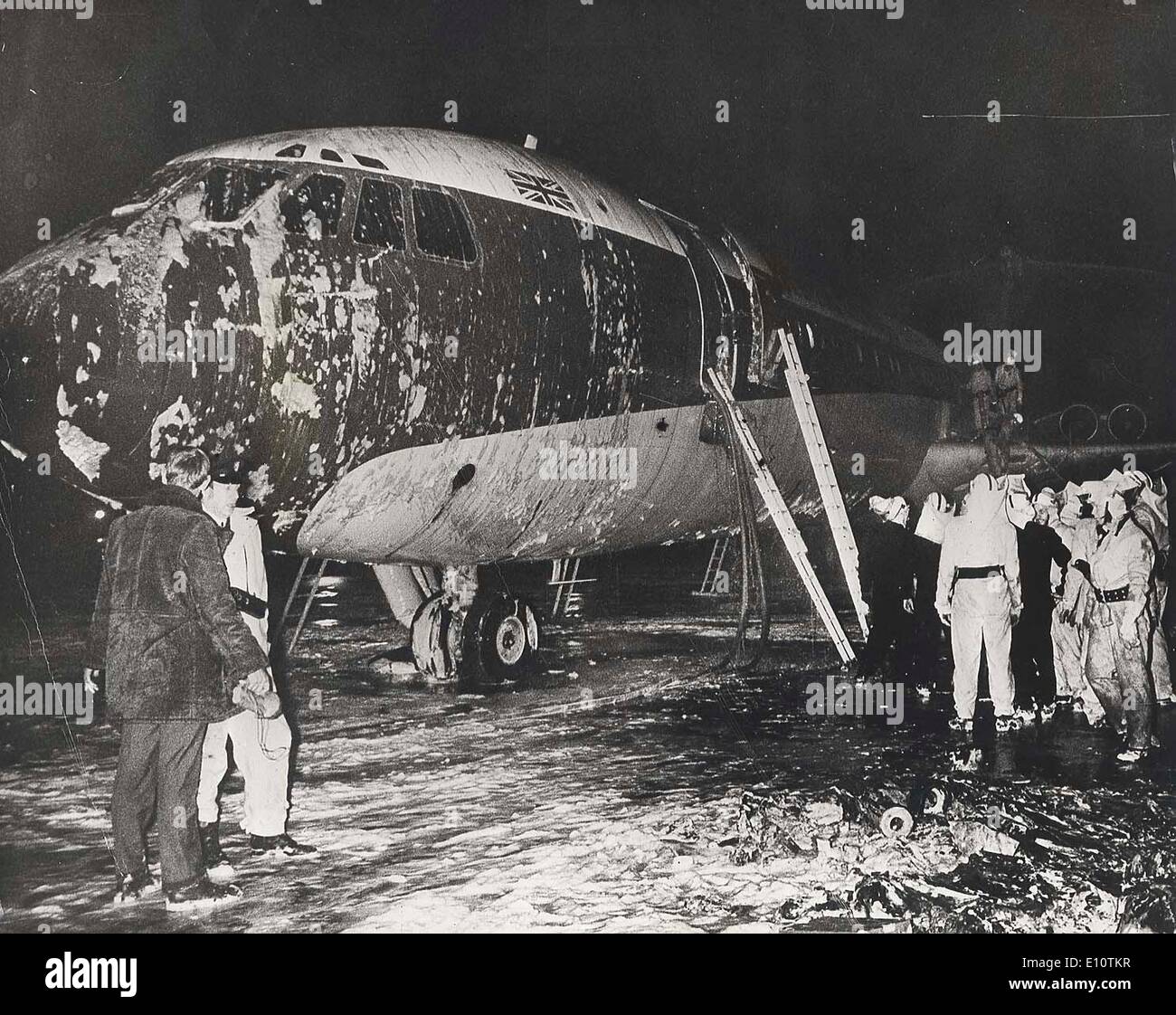 5. März 1974 abgebildet - Amsterdam, Niederlande - British Airways Super VC-10 am Flughafen Schiphol, nachdem es gesprengt hatte Stockfoto