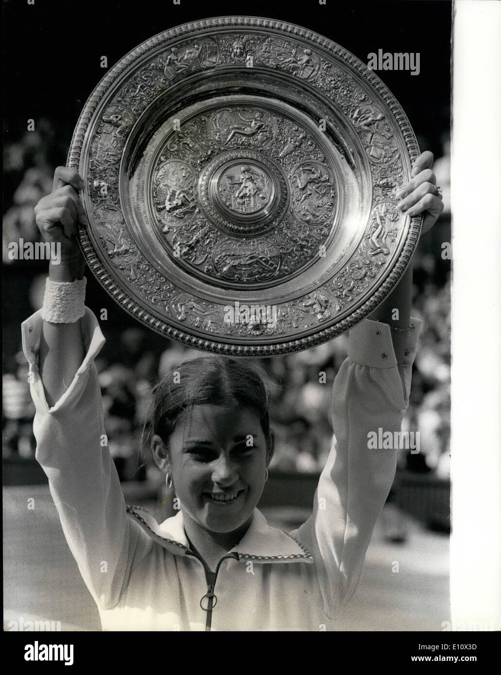 7. Juli 1974 - Chris Evert USA ist der 1974 Wimbledon Damen Einzel-Sieger: Chris Evert USA gewann die Damen-Einzel-Titel Stockfoto