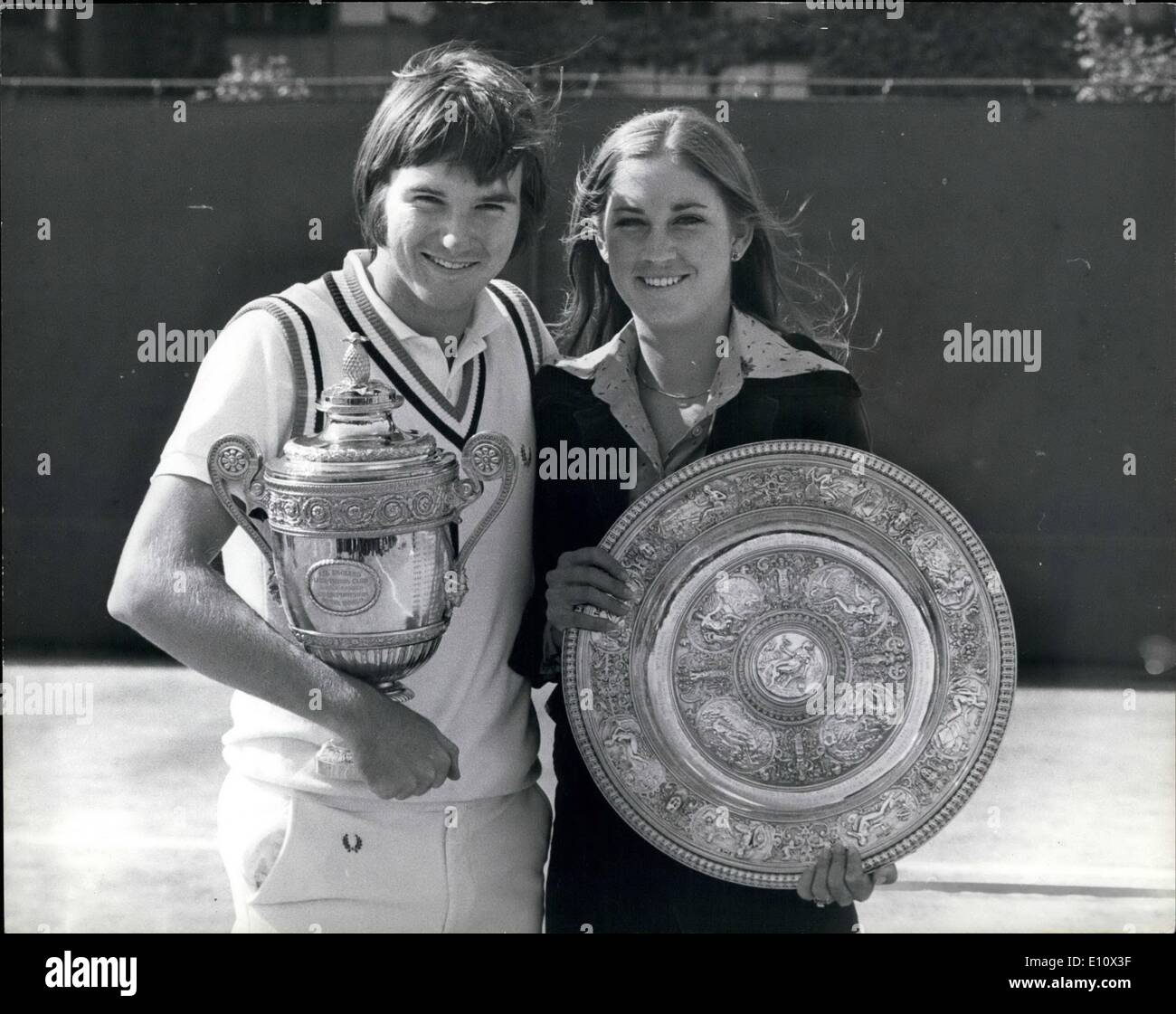 7. Juli 1974 - Jim Connors und Chris Evert - Wimbledon Meister. Foto zeigt Jim Connors (USA), die heute Ken Rosewall schlagen Stockfoto