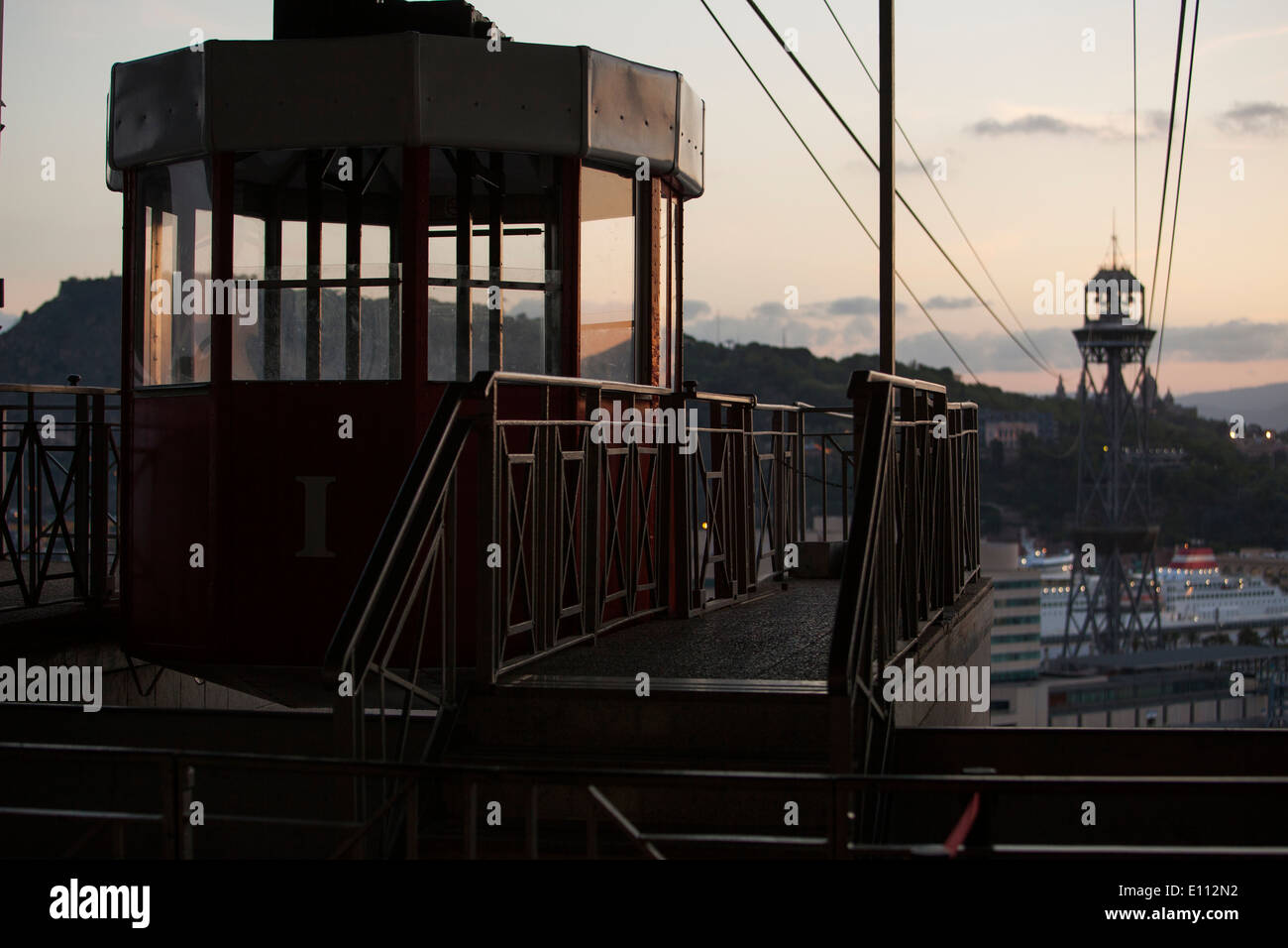 Luft-Gondelbahn, Barcelona Stockfoto