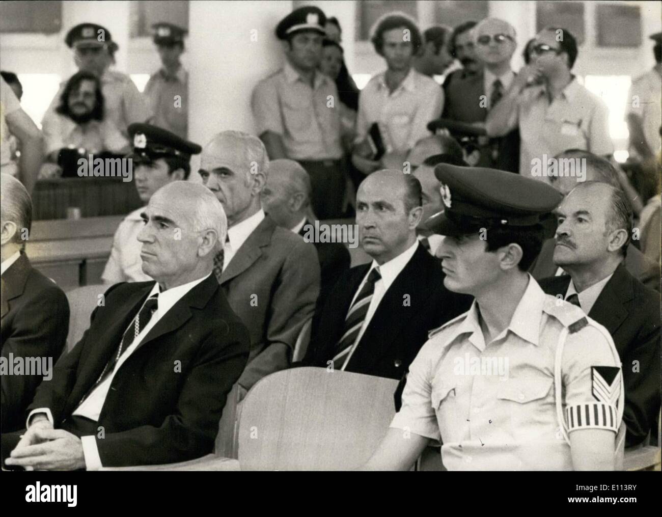 7. Juli 1975 - Studie der griechischen Junta. Links: Patakos, zweite Reihe Mitte: Dimitrios Ioannidis. Stockfoto