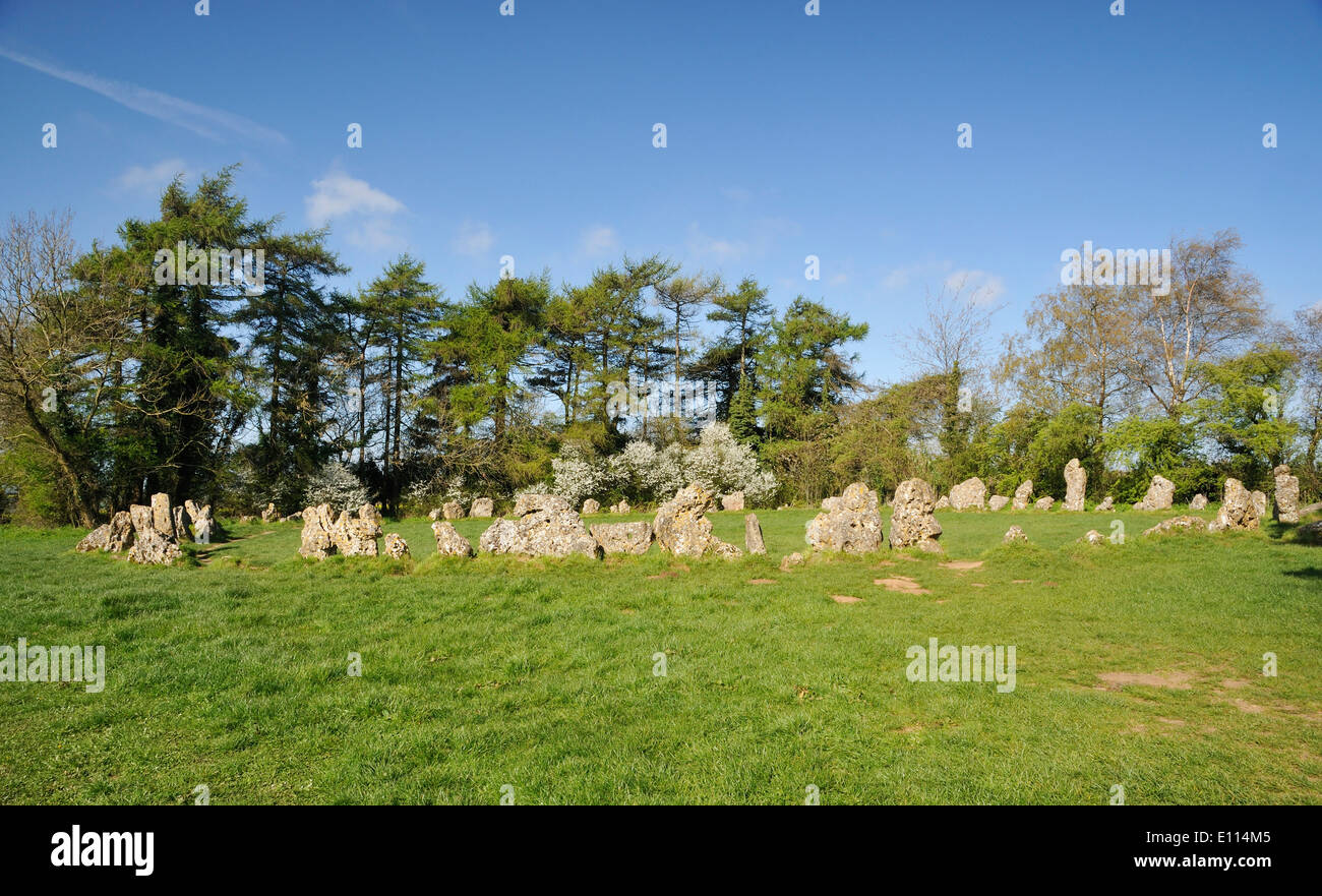 Die Könige Männer neolithische Steinkreis, Rollright Stones Stockfoto