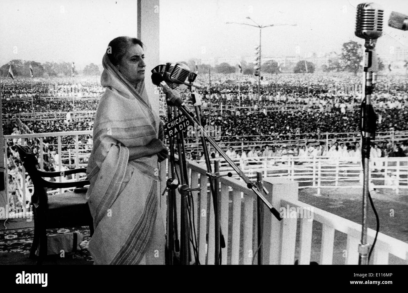 Premierministerin Indira Gandhi eine Rede Stockfoto