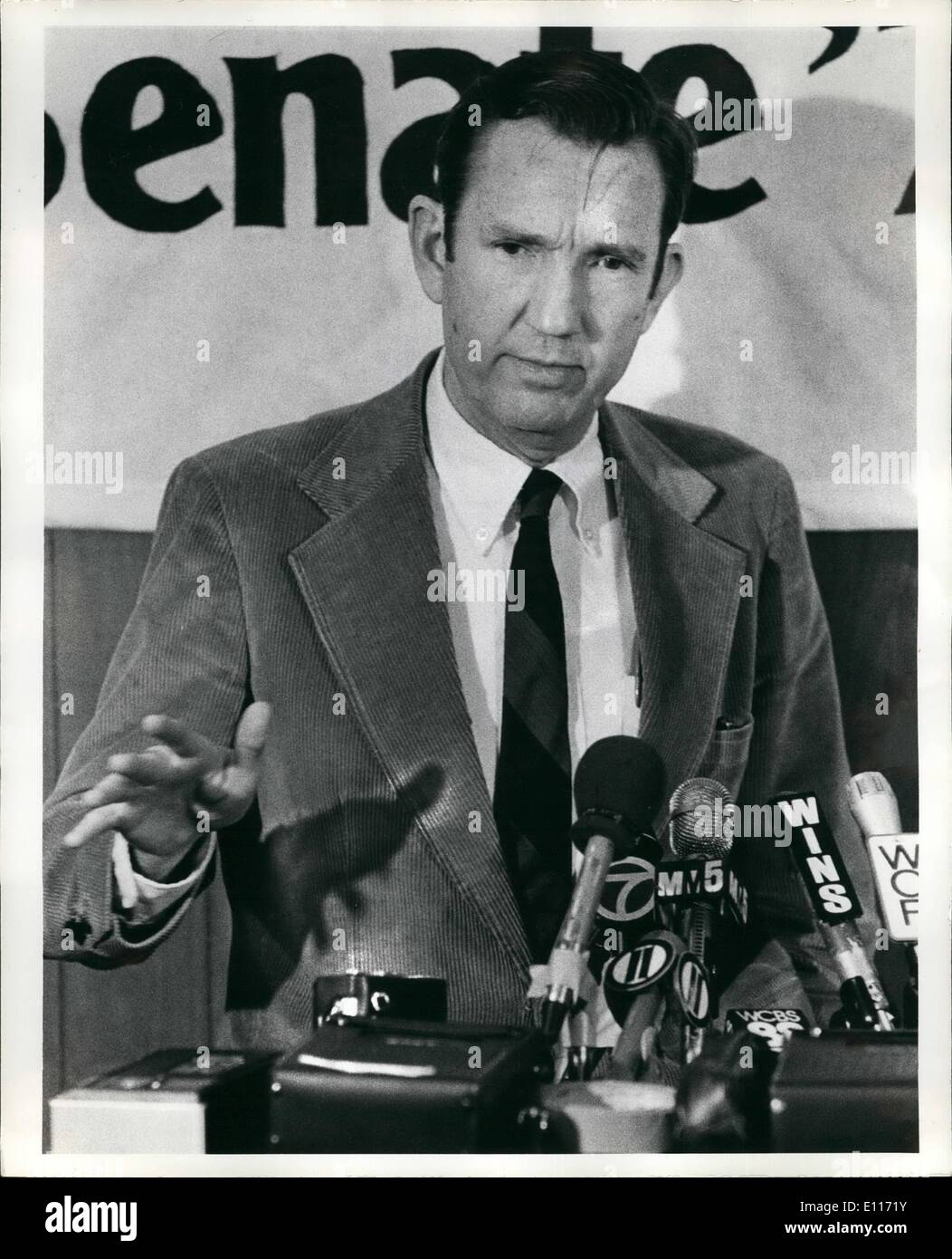 3. März 1976 - Sitz ehemalige US-Justizminister Ramsey Clark kündigt offiziell seine Kandidatur für den US-Senat Form New York die derzeit von republikanischen James Buckley gehalten wird. Mr. Clark ist ein Demokrat. Stockfoto