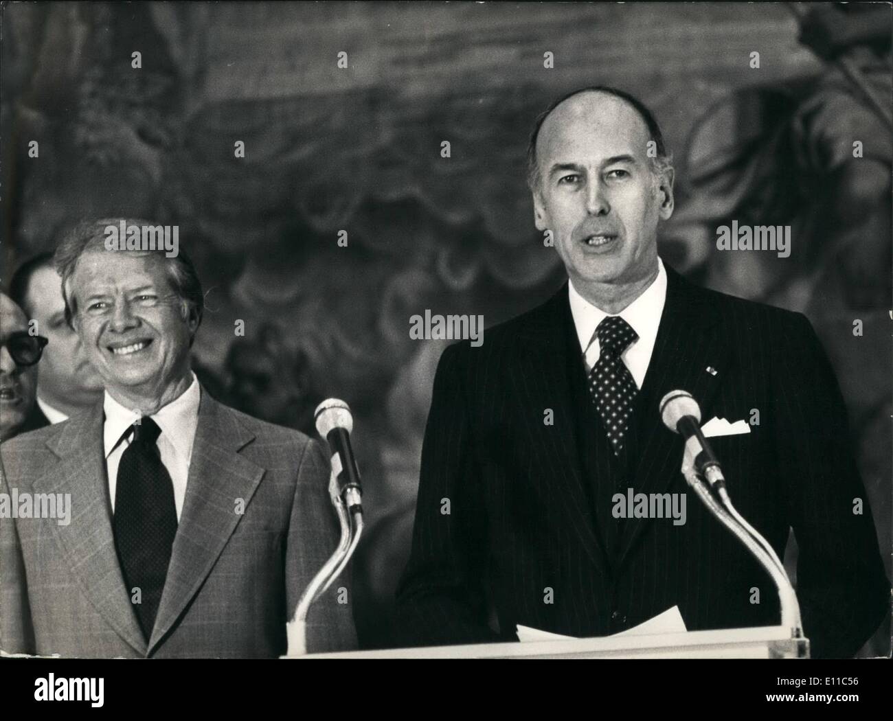 1. Januar 1977 - gesägt D'Honnour D'Orly Pres Carter & Giscard d ' Estaing. Stockfoto