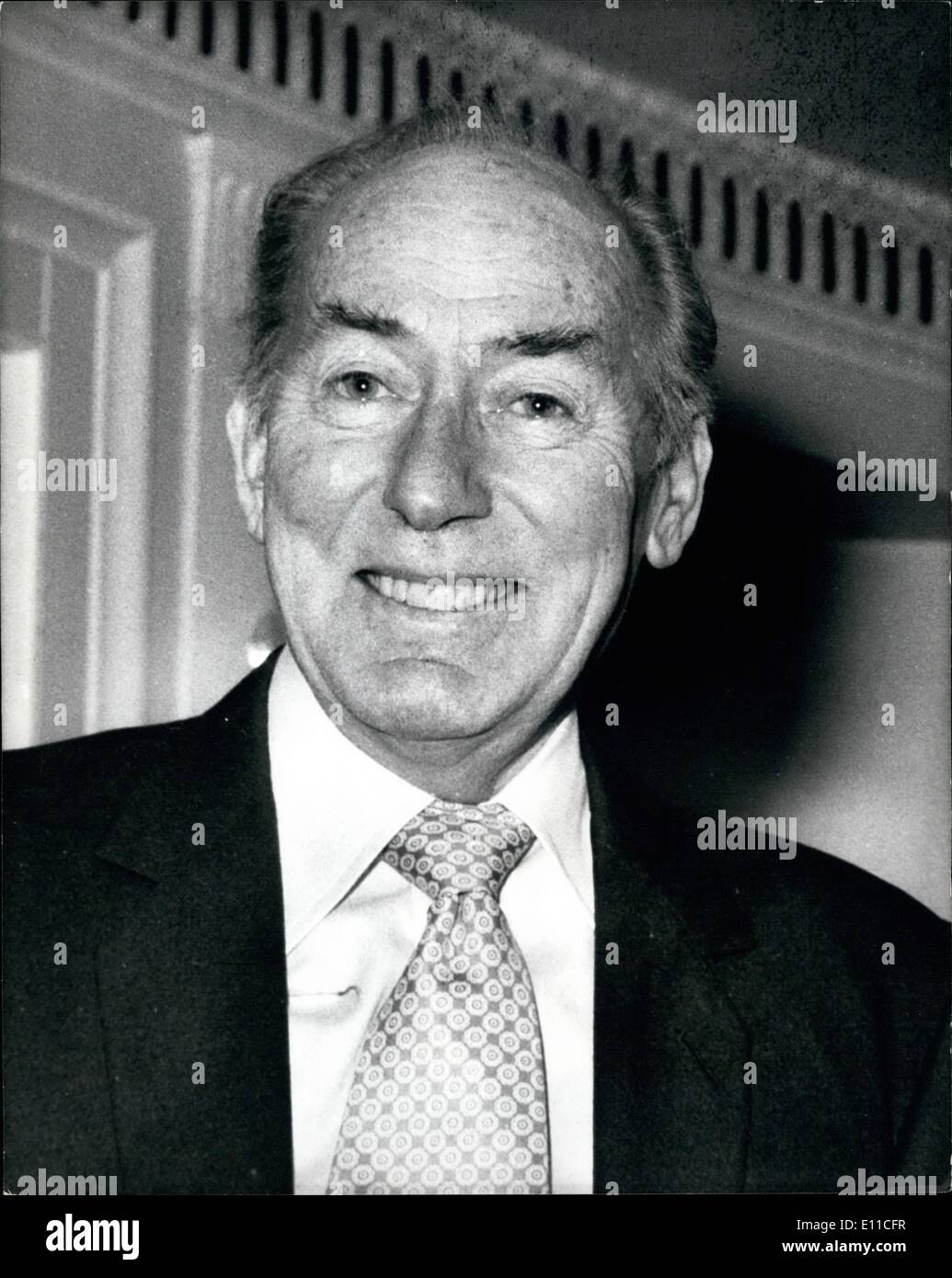 1. Januar 1977 - Film star Michael Wilding schwer krank: Michael Wilding im Alter von 64, ist schwer krank im Krankenhaus. Er erkrankte ein Stockfoto