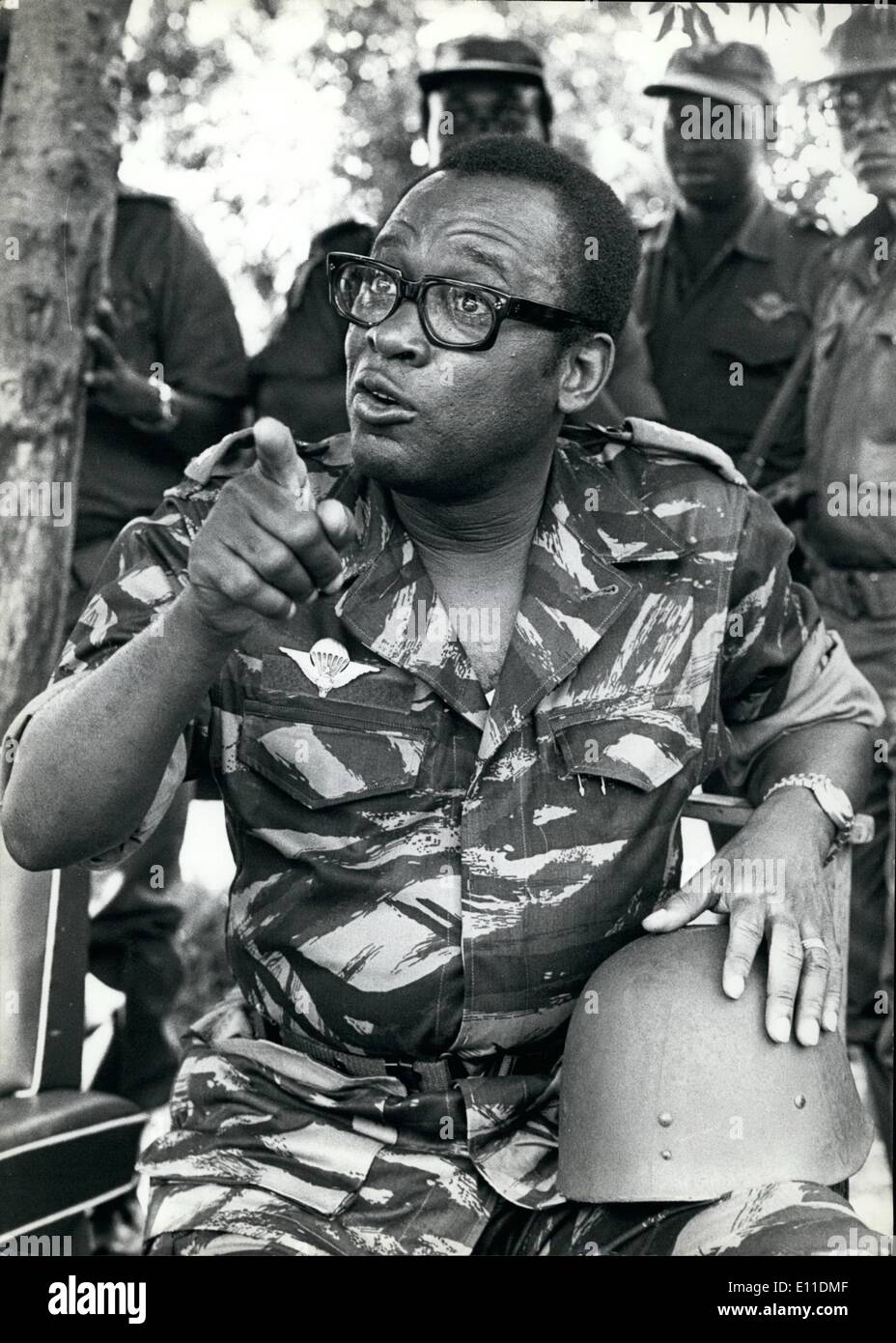 5. Mai 1977 - Zaire: Präsident Mobutu Sese Seko in seiner Schlacht-Kleid Kommandeur Kriegsende Shabe Provinz. Stockfoto