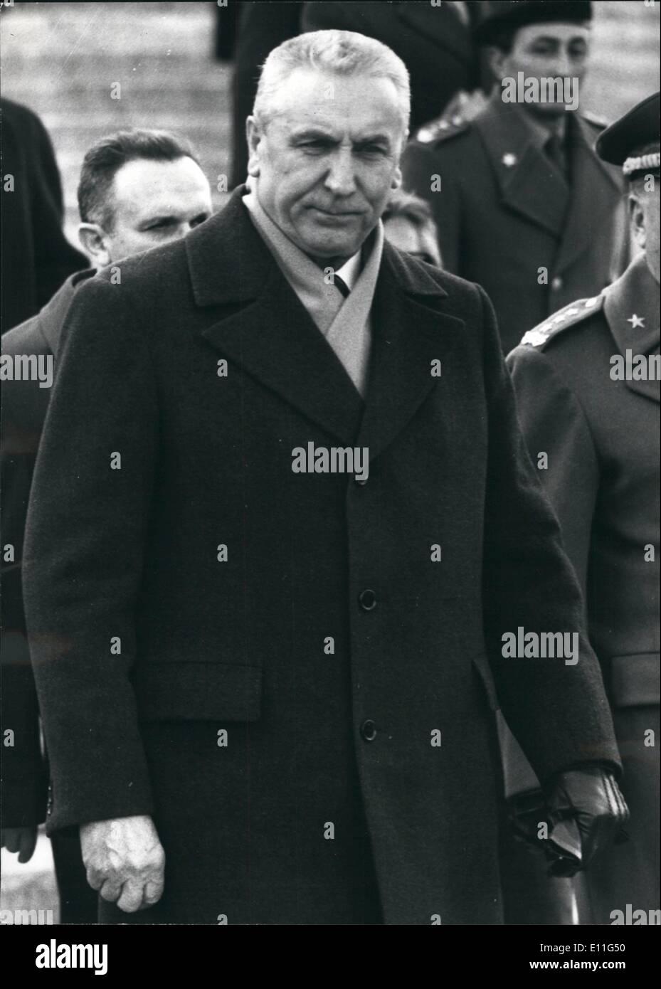11. November 1977 - polnischen Führer besucht Rom: Polnischen kommunistischen Führer ist Edward Gierek derzeit zu einem offiziellen Besuch nach Rom, Nold Gespräche mit den Leitern der italienischen Regierung im Hinblick auf die Ausweitung des Handels mit den beiden Ländern fördern. Gierek erhalten Sie auch durch Papst Paul, diplomatische Beziehungen zwischen dem Vatikan und der katholischen verloren Land in der kommunistischen Welt wieder herzustellen. Foto zeigt Edward Gierek in Rom. Stockfoto