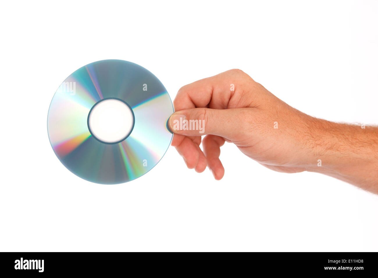 Männliche Hand hält CD Stockfoto