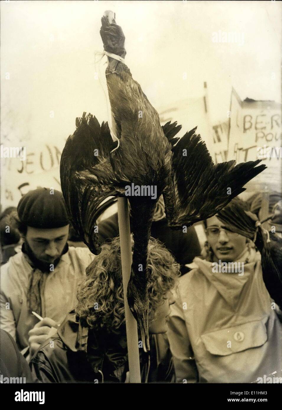 28. März 1978 - Demonstration über die Ölkatastrophe der Amoco Cadiz Stockfoto