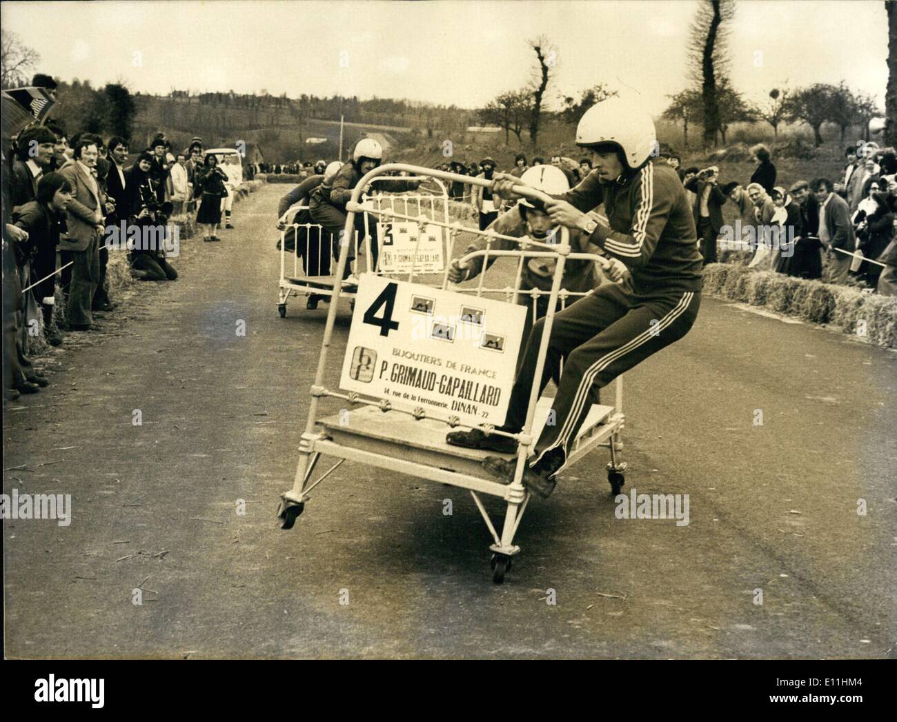 28. März 1978 - Skateboard Bett Rennen in Saint-Jouan in Frankreich Stockfoto