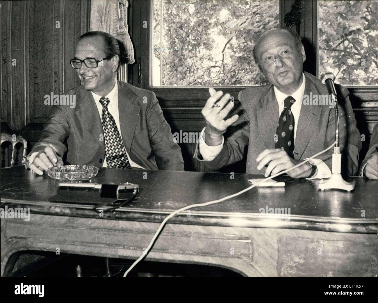 28. August 1978 - New Yorks Bürgermeister Edward Koch und Bürgermeister von Paris Jacques Chirac ESS. Stockfoto