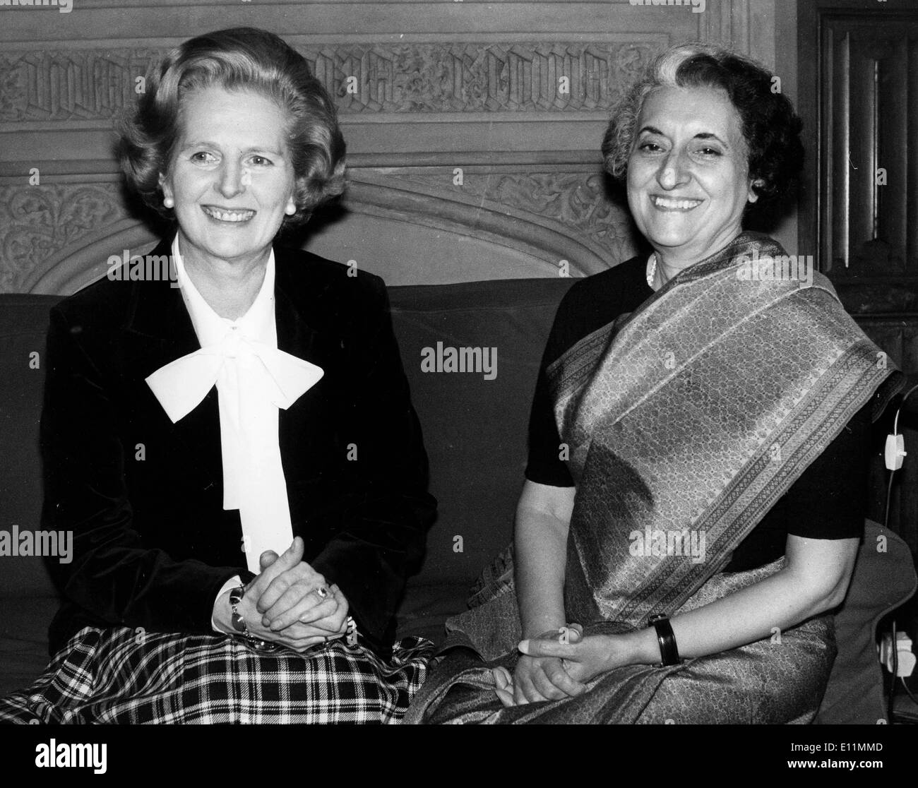 Britische Premierministerin MARGARET THATCHER, Treffen mit INDIRA GHANDI, ehemaliger Premierminister von Indien Stockfoto