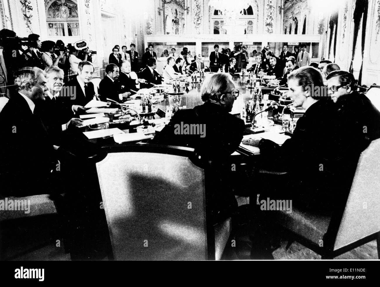 Margaret Thatcher auf Tokio-Konferenz Stockfoto