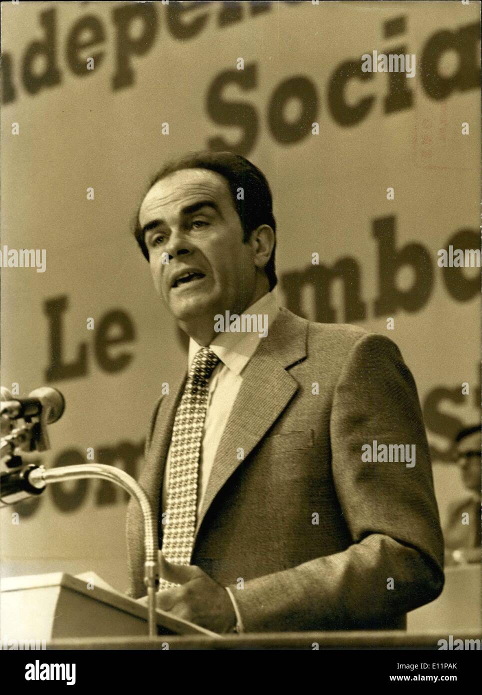 9. Mai 1979 - begann die 23. Konferenz der kommunistischen Partei heute Morgen im Sportpalast in Saint-Ouen. Mehr als 1.000 Delegierte nahmen an der Sitzung. Georges Marchais ist im Bild seiner Eröffnungsrede zu geben. Stockfoto