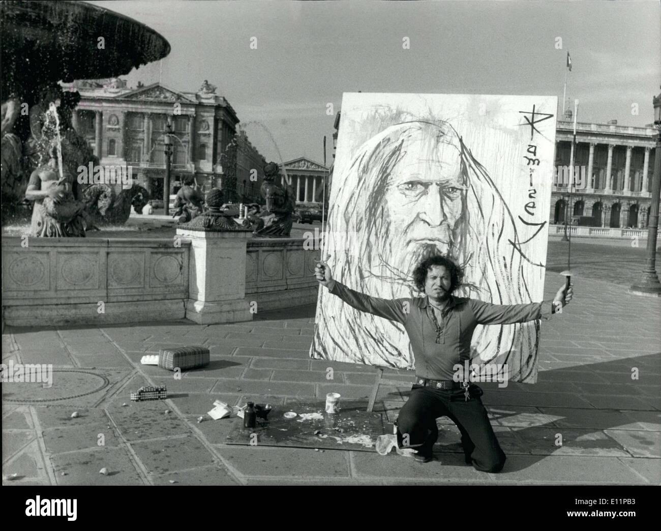 15. Mai 1979 - abgeschlossen Maler Juan Ramirez, ein Anhänger von Dali, ein Stück unter den Brunnen La Place De La Concorde genannt Stockfoto
