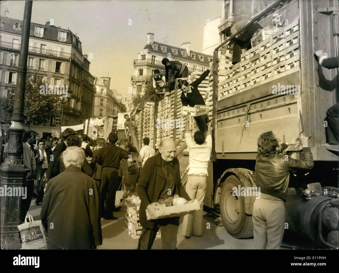 28. August 1979 - Direktverkauf von Obst und Gemüse in Paris Stockfoto