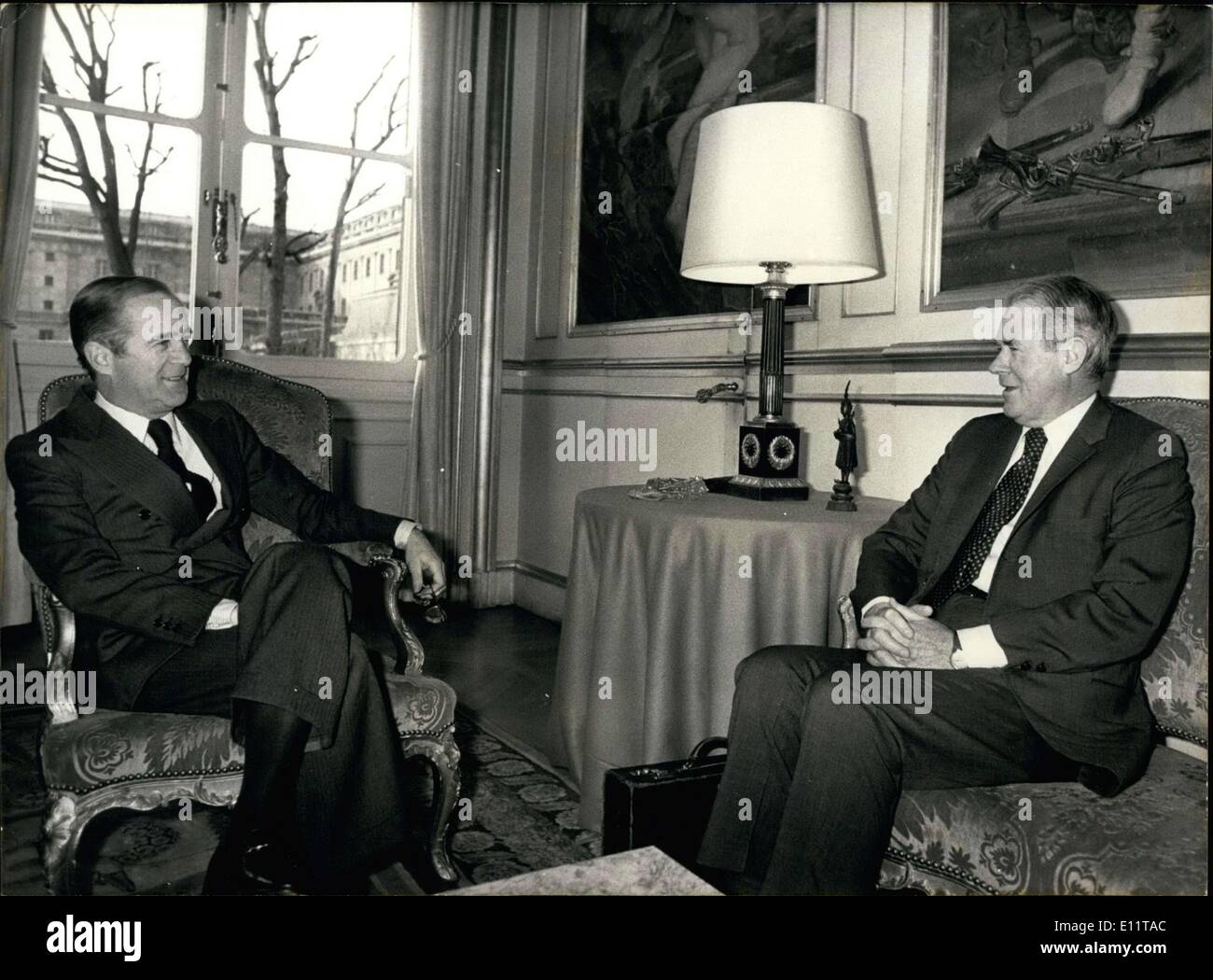 21. Februar 1980 - Cyrus Vance mit Außenminister Jean Francois-Poncet in Paris Stockfoto