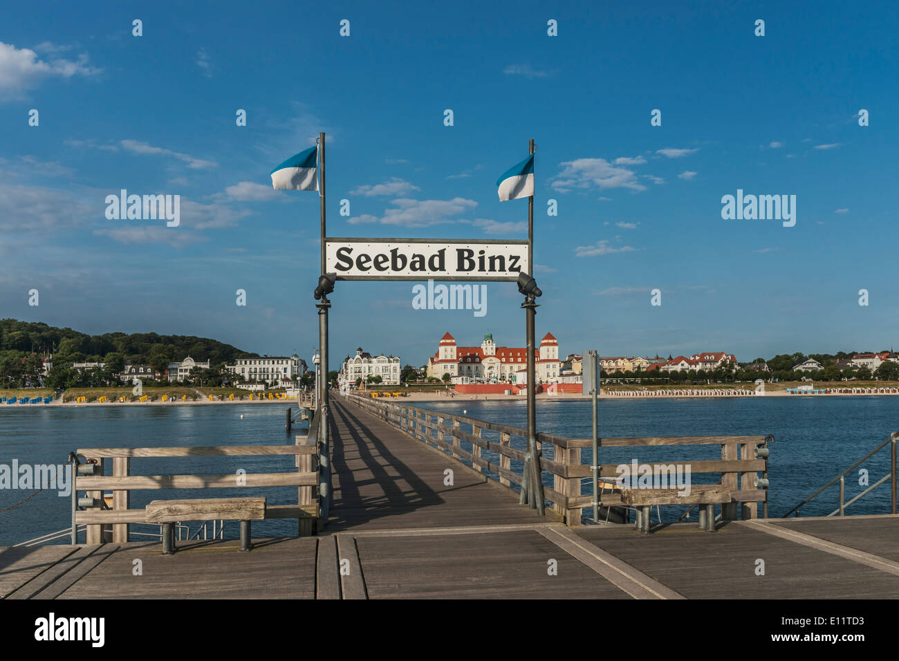 Pier Binz ist 370 Meter langen, Ostsee Resort Binz, Insel Rügen, Mecklenburg-Western Pomerania, Deutschland, Europa Stockfoto