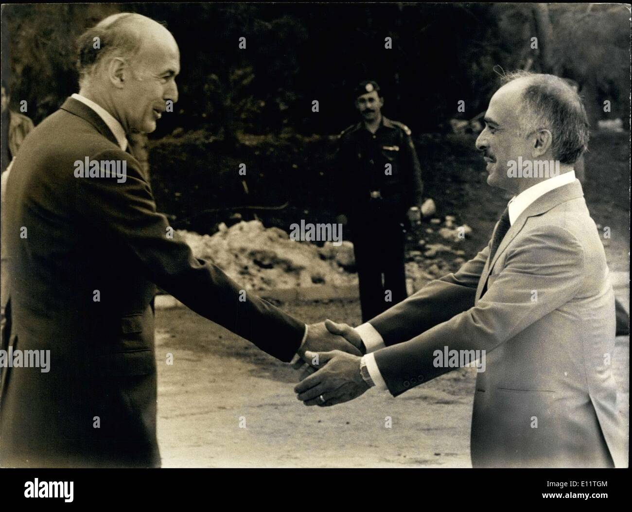 10. März 1980 - Präsident Giscard d ' Estaing und König Hussein in Jordanien Stockfoto