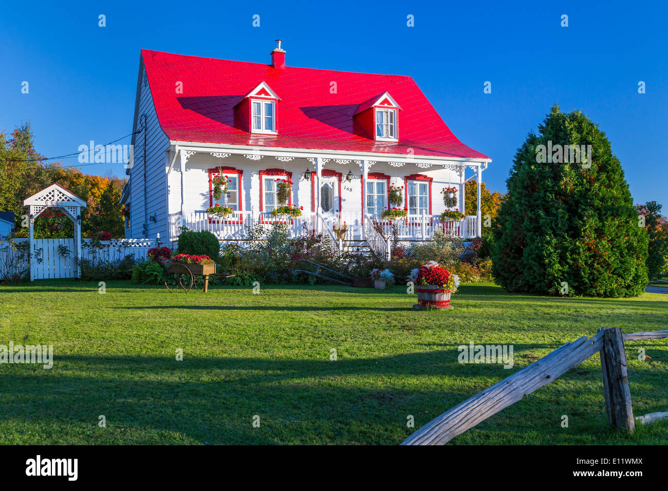 Eine typische Quebec nach Hause auf der Insel Ile d' Orleans, Quebec, Kanada. Stockfoto