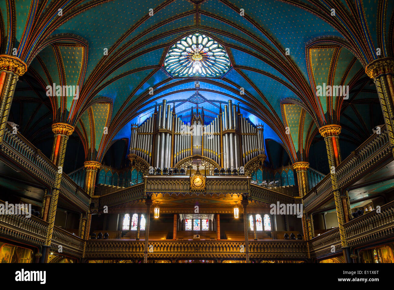 Die Orgel der Basilika Notre-Dame in Montreal, Quebec, Kanada. Stockfoto