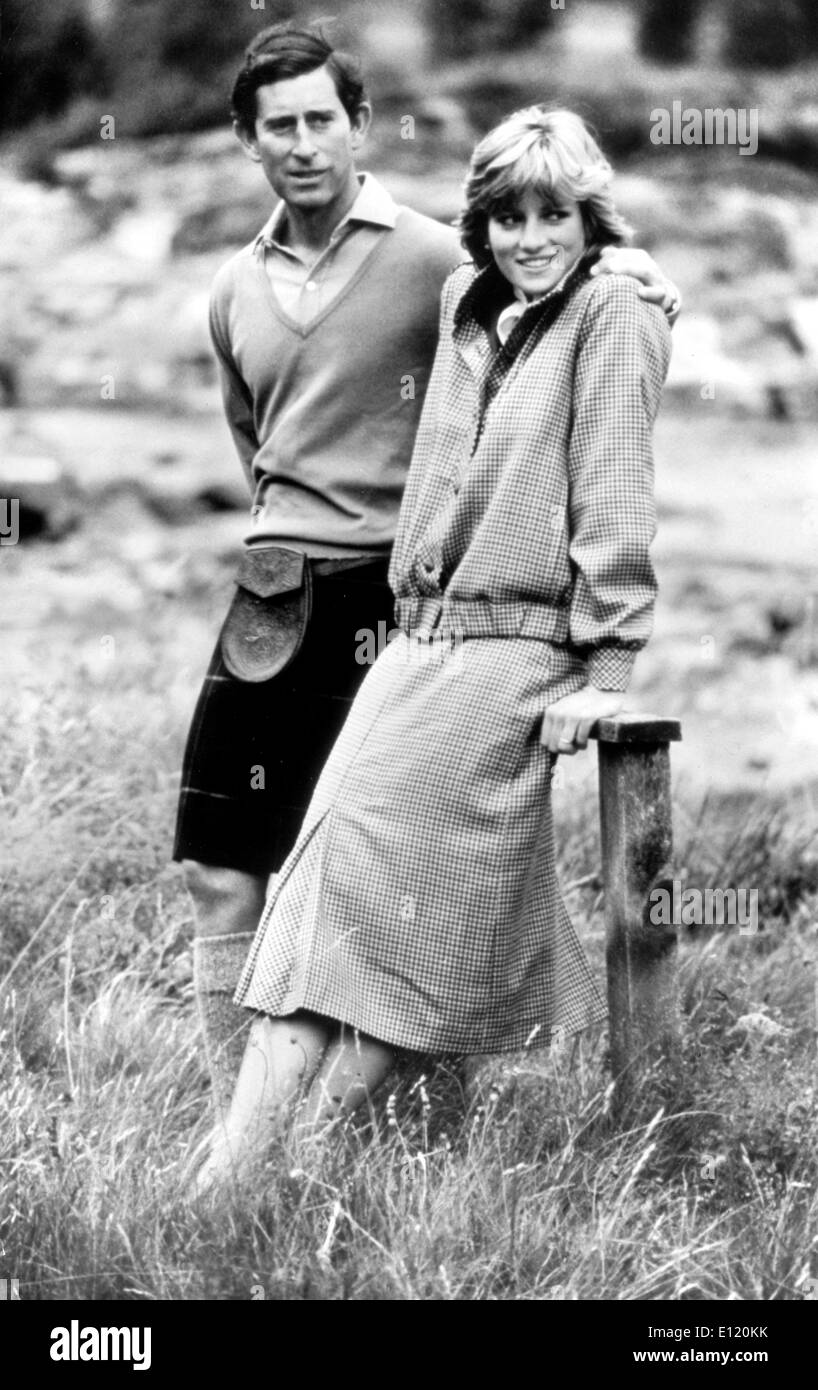 Prinz Charles mit Verlobte Prinzessin Diana Stockfoto