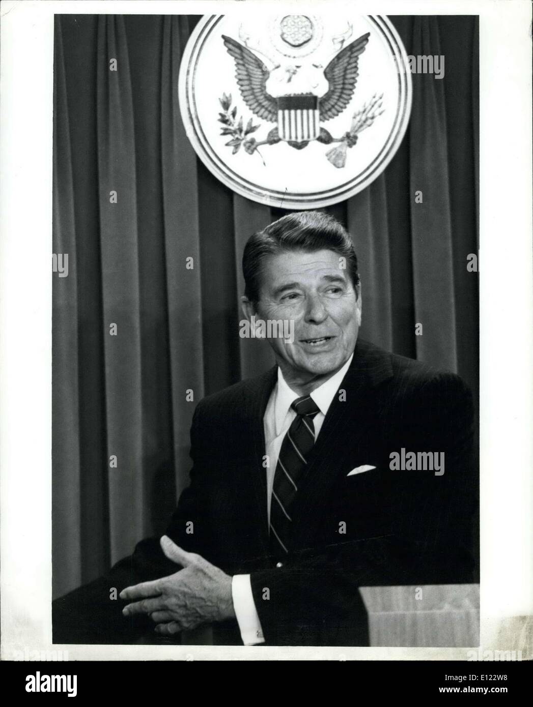 17. Oktober 1983 - kündigt Präsident Reagan seine Wahl für National Security Advisor, Robert C. McFarlane. Stockfoto