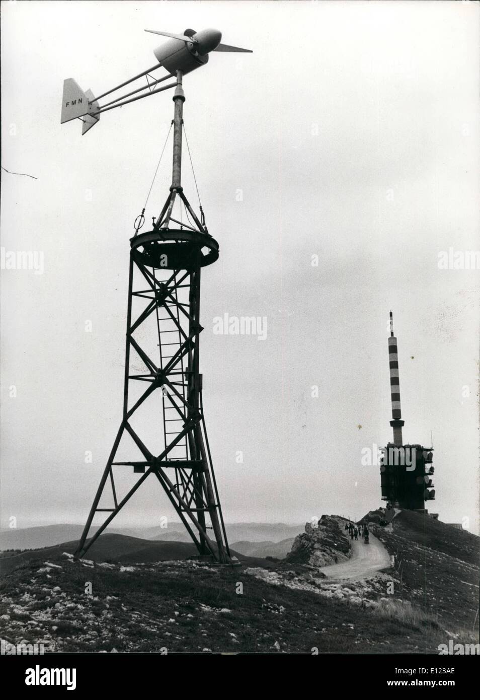 Sept. 09, 1982 - PTT Nutzung Windenergie. Schweizer PTT Post, Telegraf, Telefon, wird ein großer Verbraucher von Strom und Öl, ich schließe mich Stockfoto