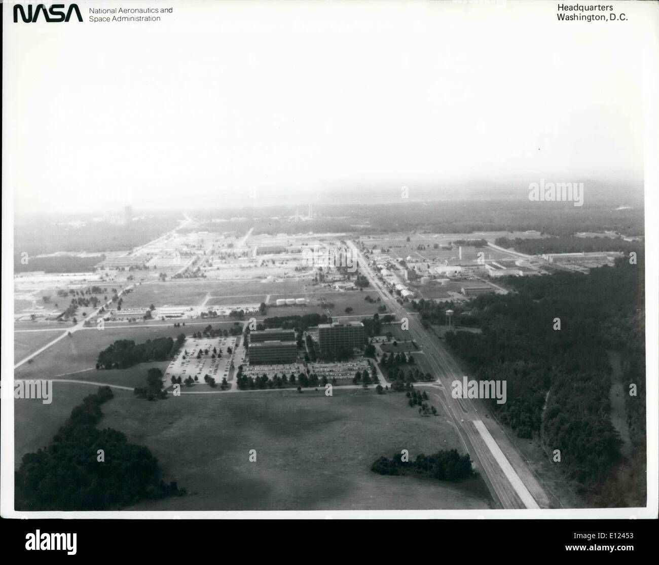 8. August 1984 - Luftbild von der NASA Marshall Space Flight Center in Huntsville, AL. Stockfoto