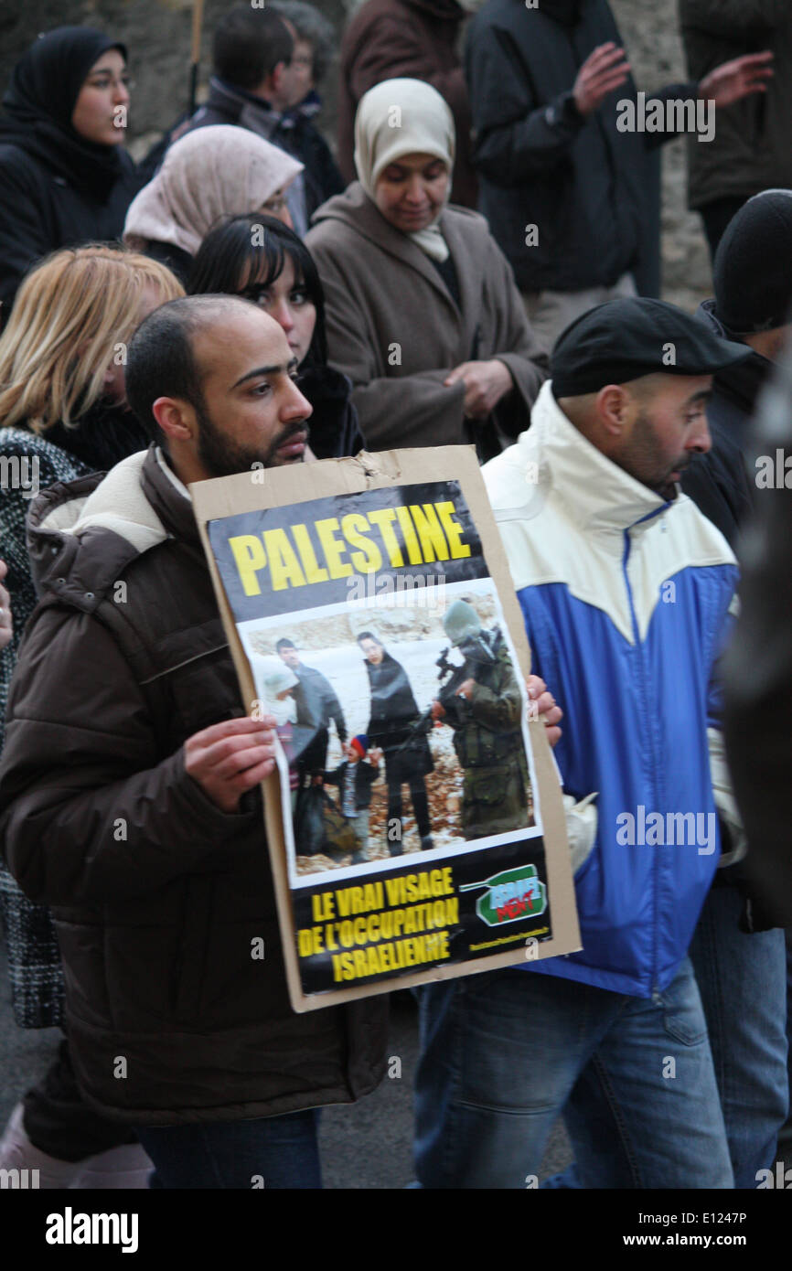 Protest gegen die israelische Besatzung in Palästina, Grenoble, Isere, Rhône-Alpes, Frankreich. Stockfoto