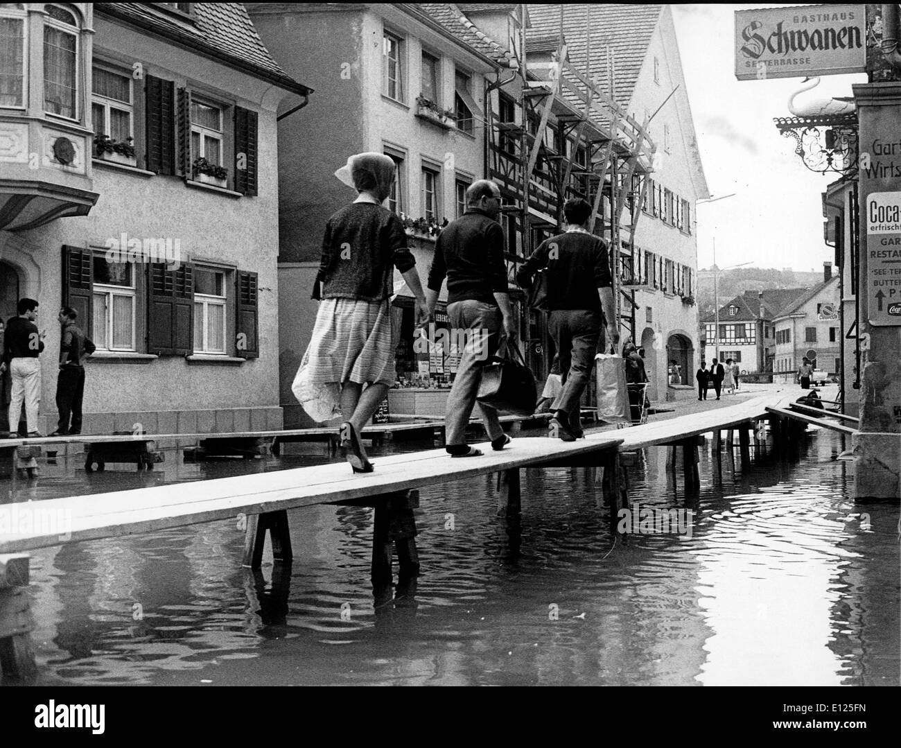 1. Januar 1999 - Zürich, Schweiz - Datei Foto: ca. 1990er-Jahre. Ein Bild während des Hochwassers am Bodensee. Stockfoto