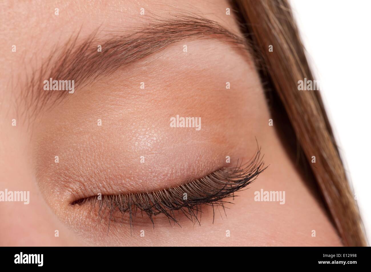 29. Oktober 2009 - 29. Oktober 2009 - Nahaufnahme von Frau Augen mit langen Wimpern, Makro-Objektiv Cr Stockfoto