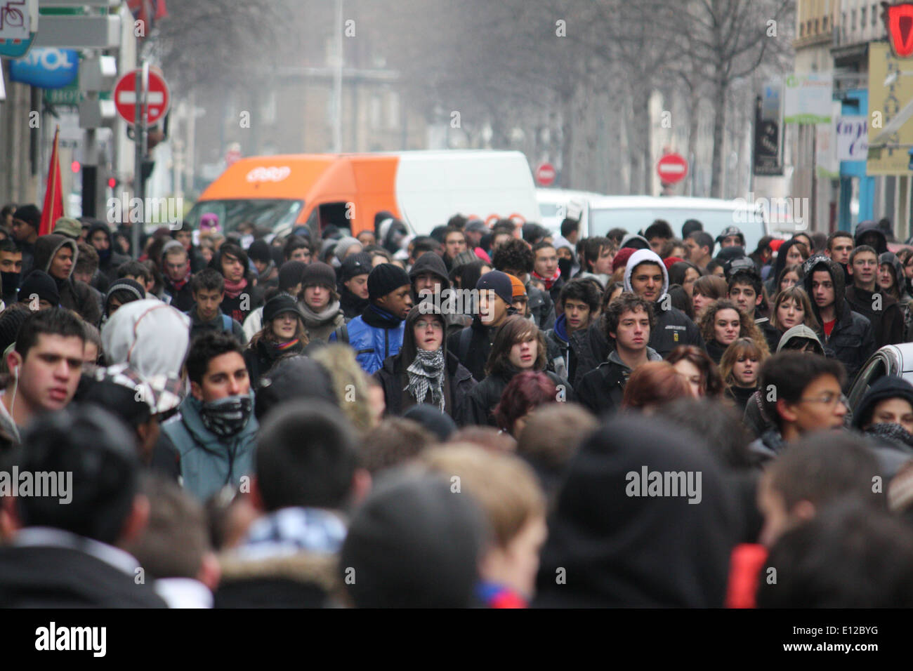 Demonstration der Schüler für die Bildung und gegen die Reformen der Schule, Lyon, Rhône, Rhône-Alpes, Frankreich. Stockfoto