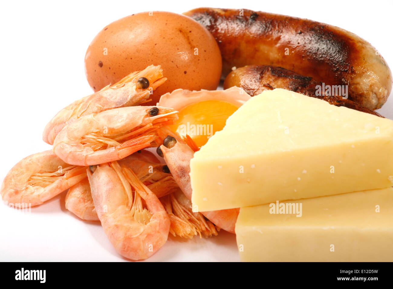 Cholesterinreiche Lebensmittel Stockfoto