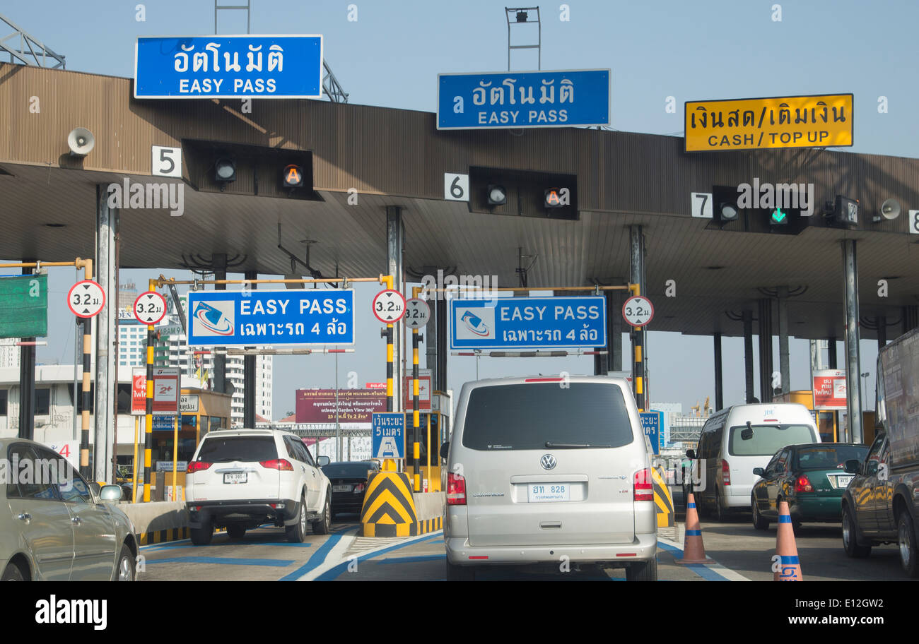 Bangkok-Verkehr an der Mautstation Thailand Asien Stockfoto